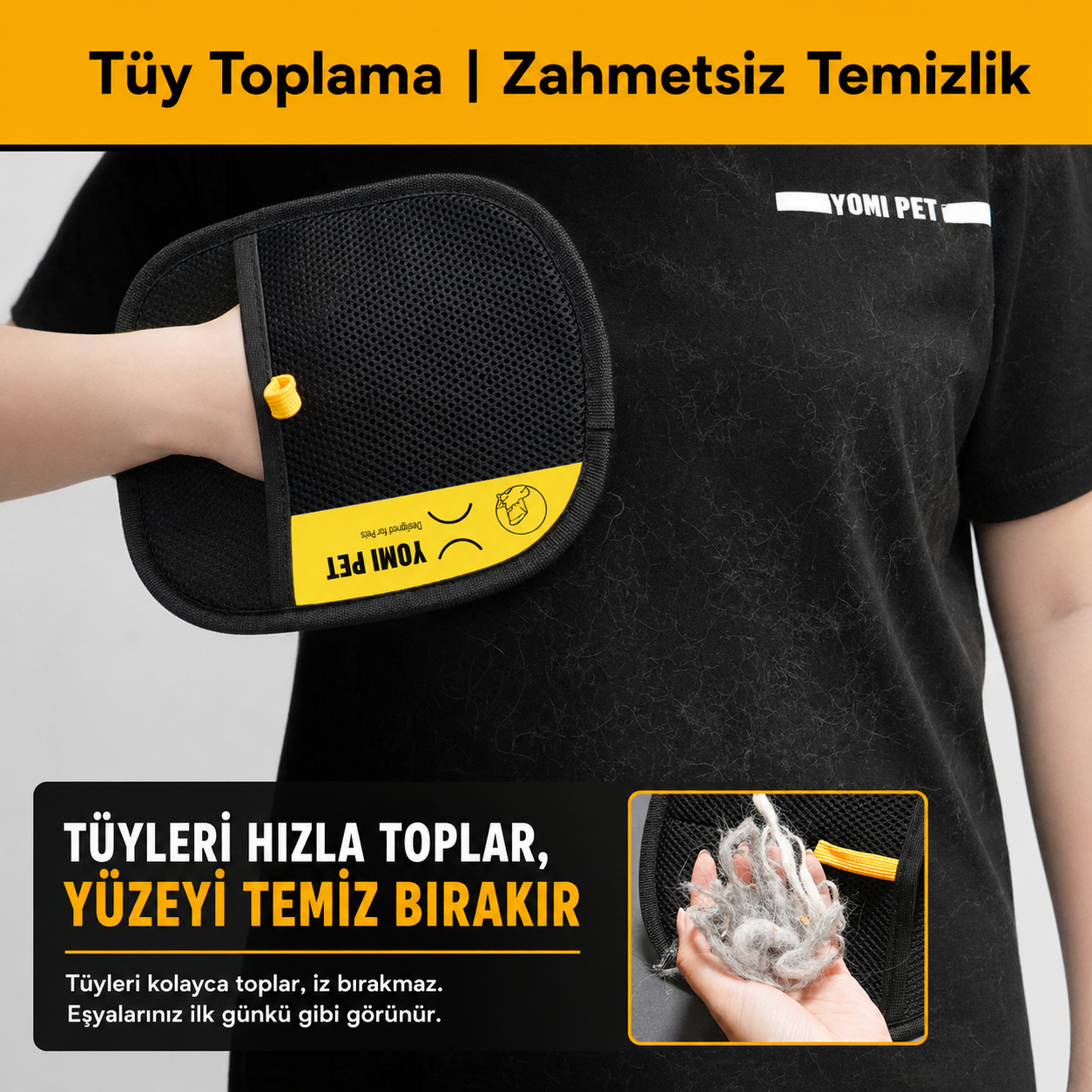 YOMI PET™ Kedi Köpek Tüy Toplama Eldiveni